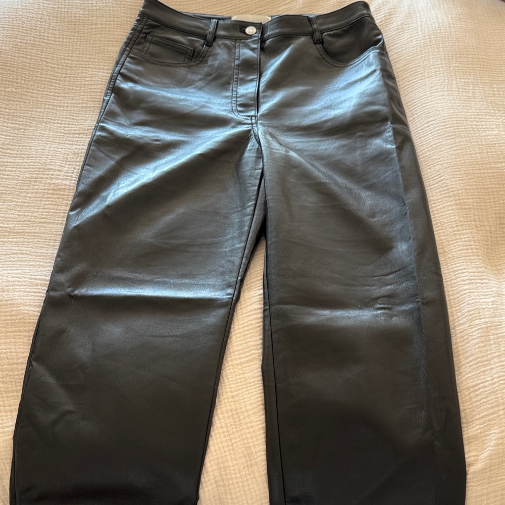 Aritzia Wilfred Black Straight Leg vegan leather pants